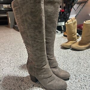 Grey Knee-High Boots